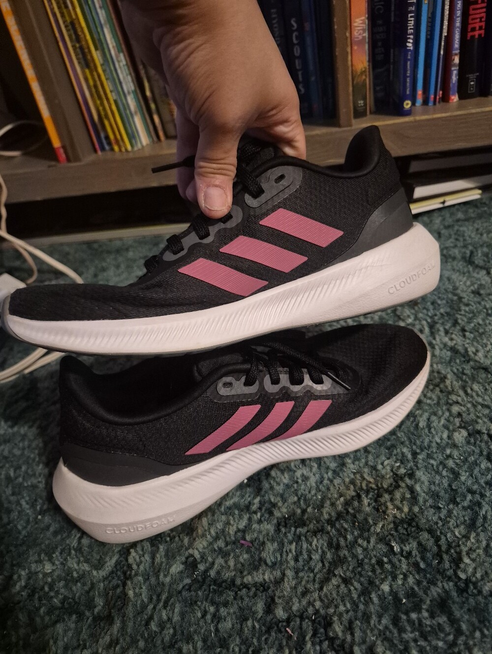 Adidas Cloudfoam Lace Up Sneakers Black Pink Women's Size 9 - Picture 7 of 10